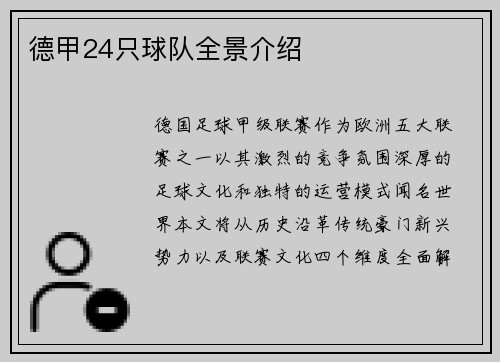 德甲24只球队全景介绍